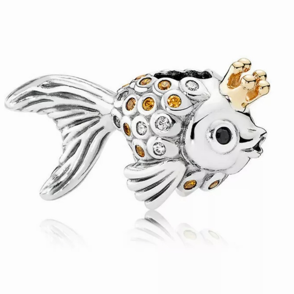 NEW•Silver Goldfish King DIY charm/bead